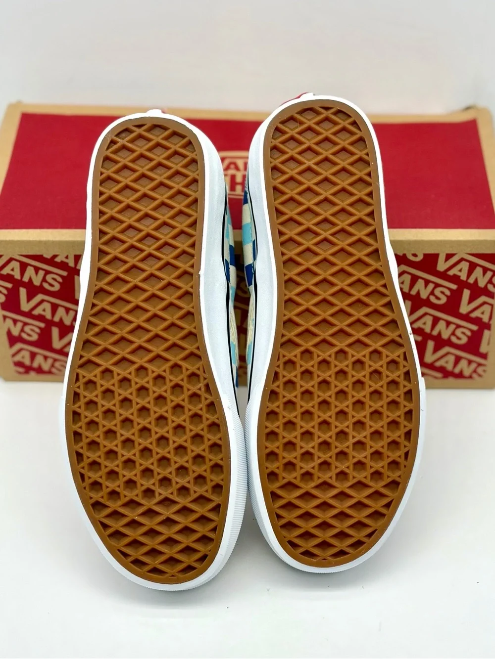 Vans Slip-On Checkerboard Sneakers - Blue & Cream